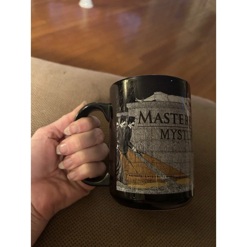 PBS Masterpiece Mystery! Edward Gorey Style Coffee Mug Black Vintage PBS Pledge